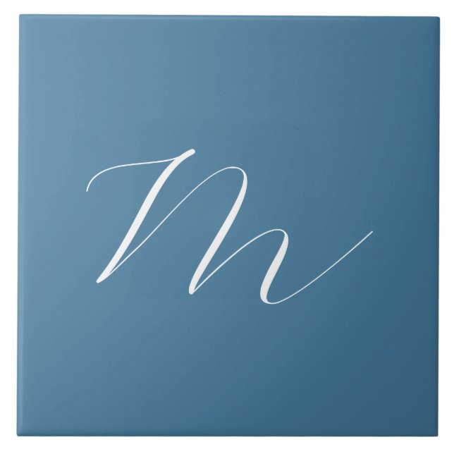 Monogram Solid Blue Pastel Minimalist-Professionel Kakelplatta (Framsidan)
