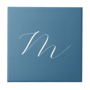 Monogram Solid Blue Pastel Minimalist-Professionel Kakelplatta