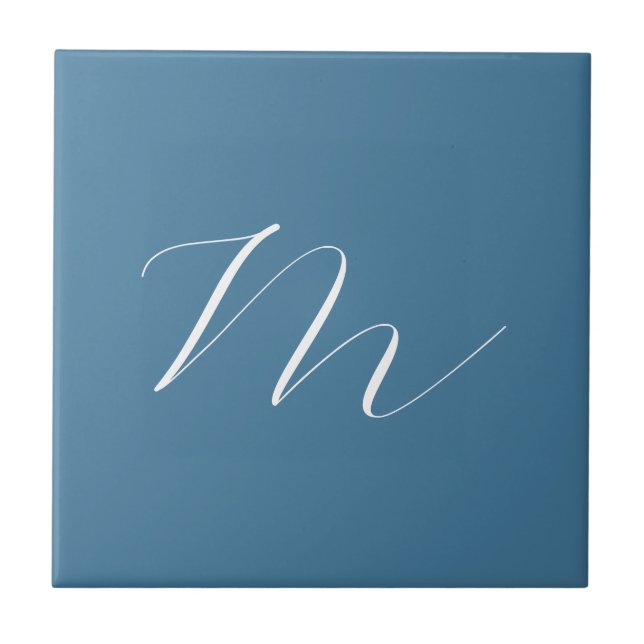 Monogram Solid Blue Pastel Minimalist-Professionel Kakelplatta (Framsidan)