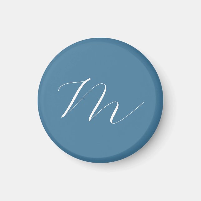 Monogram Solid Blue Pastel Minimalist-Professionel Magnet (Framsidan)