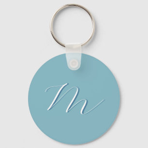 Monogram Solid Blue Pastel Minimalist-Professionel Nyckelring