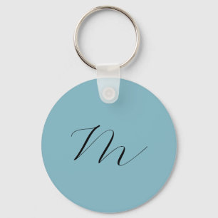 Monogram Solid Blue Pastel Minimalist-Professionel Nyckelring