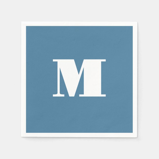 Monogram Solid Blue Pastel Minimalist-Professionel Pappersservett (Framsidan)