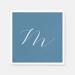 Monogram Solid Blue Pastel Minimalist-Professionel Pappersservett