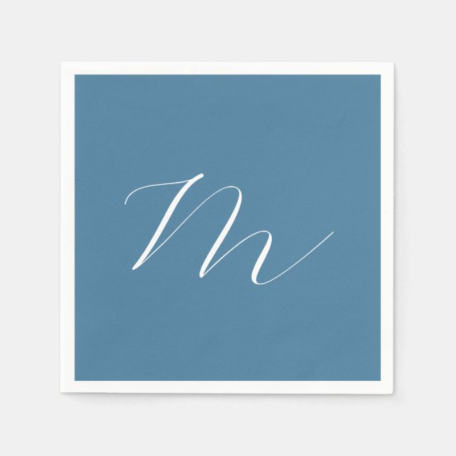 Monogram Solid Blue Pastel Minimalist-Professionel Pappersservett (Framsidan)