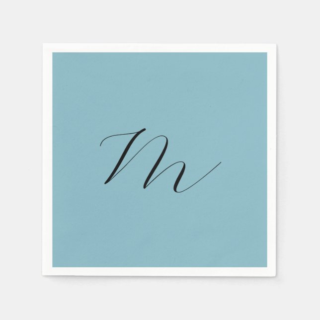 Monogram Solid Blue Pastel Minimalist-Professionel Pappersservett (Framsidan)