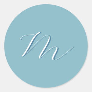 Monogram Solid Blue Pastel Minimalist-Professionel Runt Klistermärke