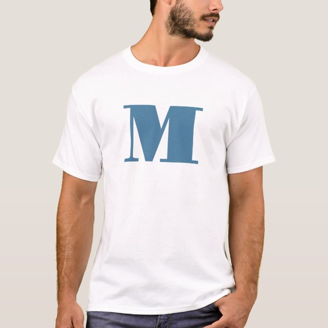 Monogram Solid Blue Pastel Minimalist-Professionel T Shirt (Framsida)