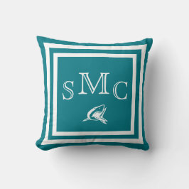 MONOGRAM Solid Blue Shark blank vid kudde