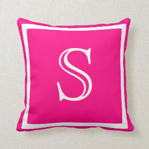 MONOGRAM Solid färgad Shock rosa Fuschia Kudde