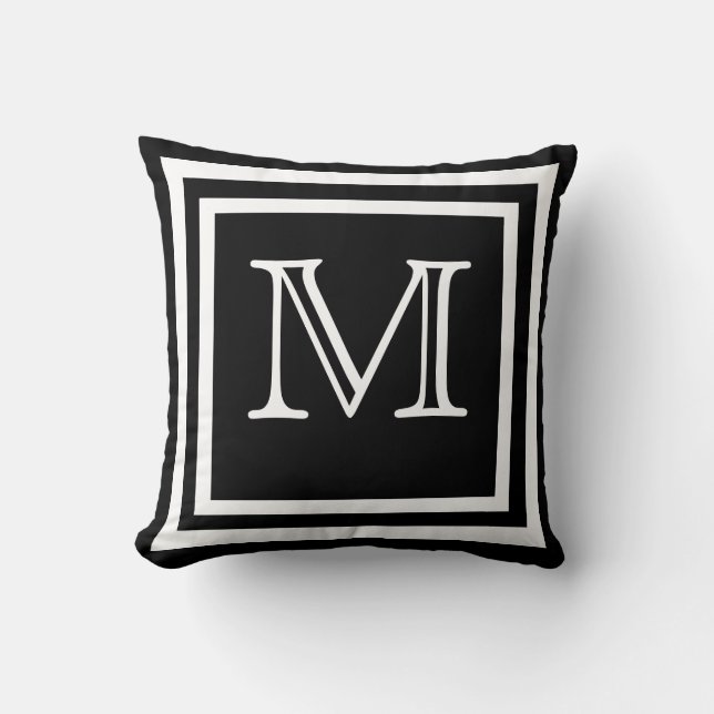 MONOGRAM Solid färgad svart, modern Kudde (Framsida)