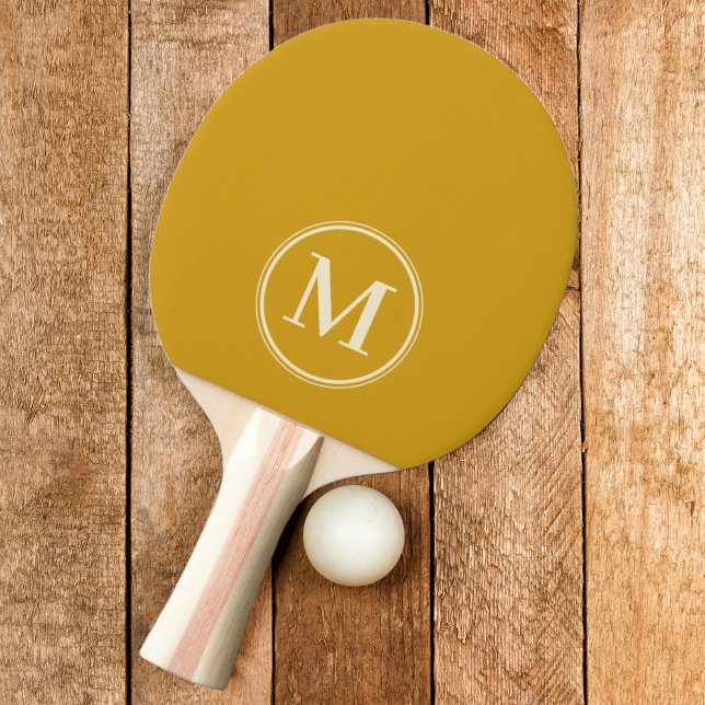 Monogram Solid Guld Ockra Färg Pingisracket (Skapare uppladdad)
