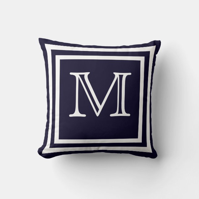 MONOGRAM Solid Mjuk Mörk Blått marint Kudde (Framsida)