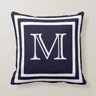 MONOGRAM Solid Mjuk Mörk Blått marint Kudde