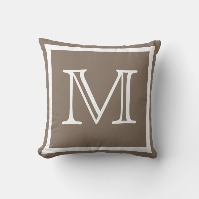 MONOGRAM Solid mörk beige Tan taupe Plabe Kudde (Framsida)