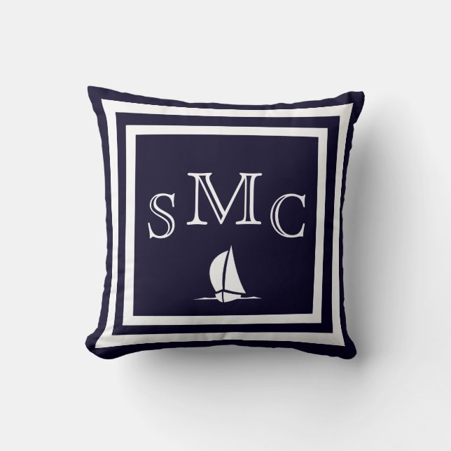 MONOGRAM Solid mörk blått, vanlig kudde (Framsida)
