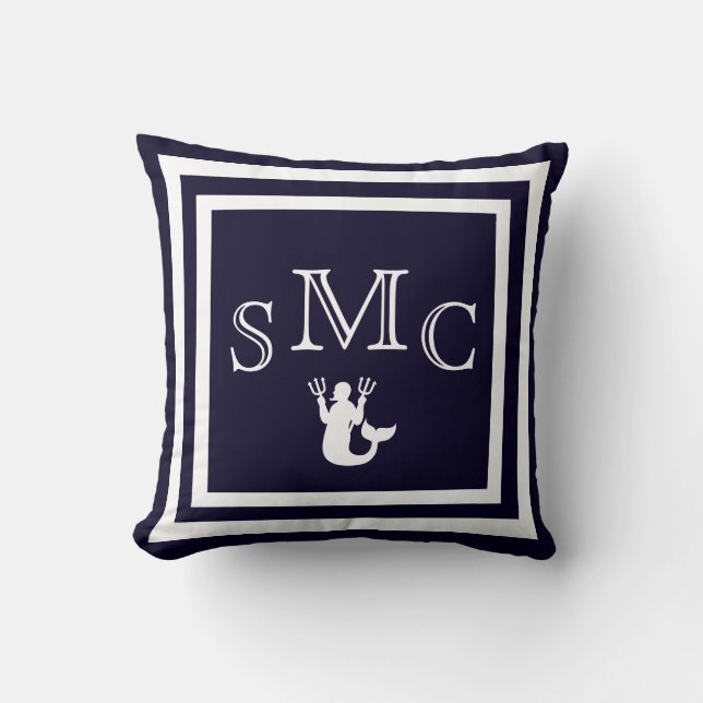 MONOGRAM Solid mörk blått, vanlig kudde (Framsida)