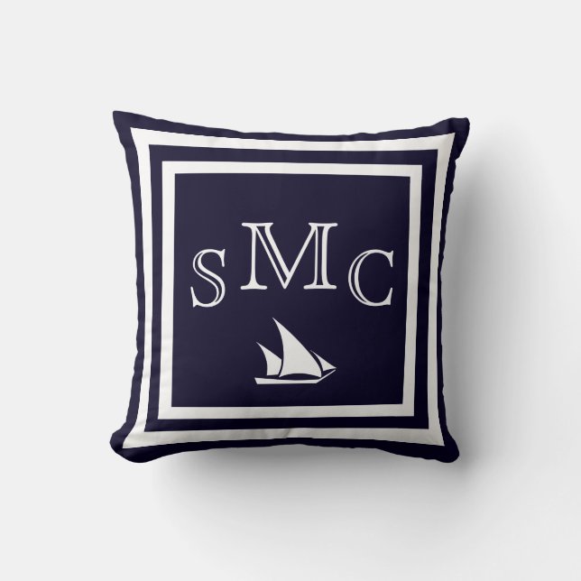 MONOGRAM Solid mörk blått, vanlig kudde (Framsida)