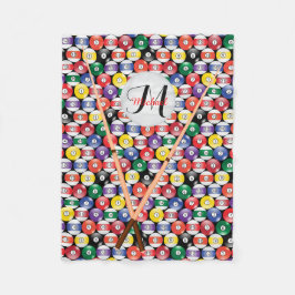 Monogram Solid och Rand 🎱 Billiards Bollar Fleecefilt