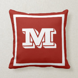 MONOGRAM solid Red anpassningsbar Kudde