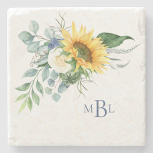 Monogram Solros Eucalyptus Stone Underlägg