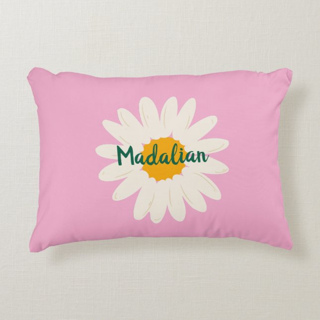 Monogram solrosvett rosa gigle prydnadskudde (Framsidan)