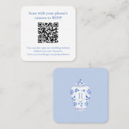 Monogram Something Blue Bröllopsdusch QR RSVP Tilläggskort