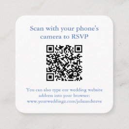Monogram Something Blue Bröllopsdusch QR RSVP Tilläggskort