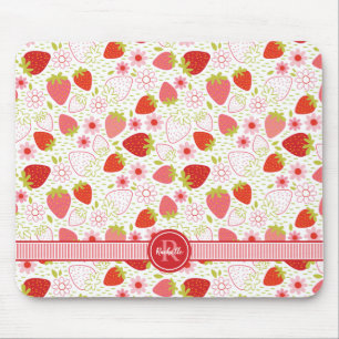 Monogram sommar jordgubbs frukt mönster musmatta