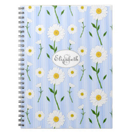 Monogram, sommartid, Daisy Mönster Light Blue Rand Anteckningsbok