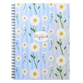 Monogram, sommartid, Daisy Mönster Light Blue Rand Anteckningsbok