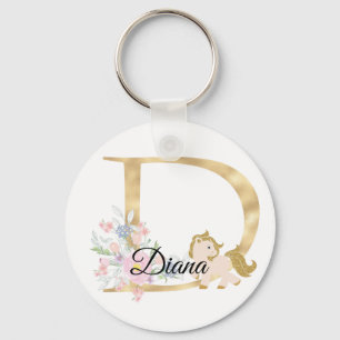 Monogram, söt blommigt, gigle equestrian namn l nyckelring