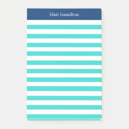 Monogram Söt Blue Stripe Post-it Block