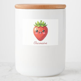 Monogram söt jordgubbe kawaii mat etiketter