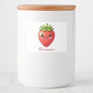 Monogram söt jordgubbe kawaii mat etiketter