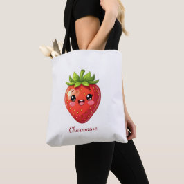 Monogram söt jordgubbe kawaii tygkasse