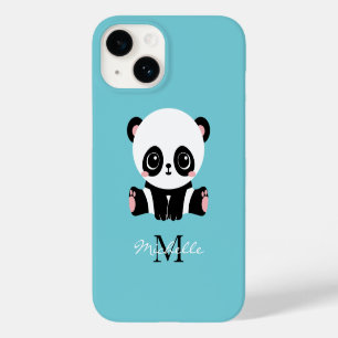 Monogram Söt Panda Personlig Bubble Gum Blå