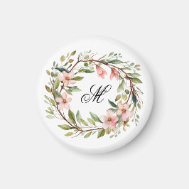 Monogram Söt Twig och Wildblomkrans Magnet