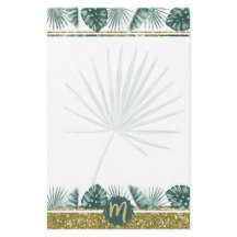 Monogram söt vattenfärgstropiska löv 02