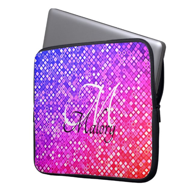 Monogram Sparkle Personlig Fodral för Bärbar Dator (Framsidan Vänster)