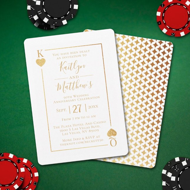Monogram spelkort 50-års bröllopsjubileum inbjudningar (Skapare uppladdad)