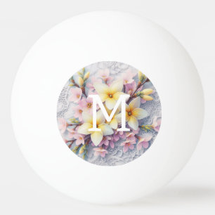 Monogram spets rosa och gula vårblommor pingisboll