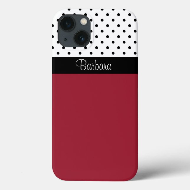 Monogram Spicy Red, Black White Dots Färg Block (Baksida)