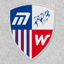 Monogram Sporty Emblem Howling Varg Rött vitt blåt