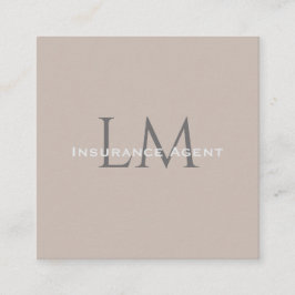 Monogram Square Classic Taupe Business Card
