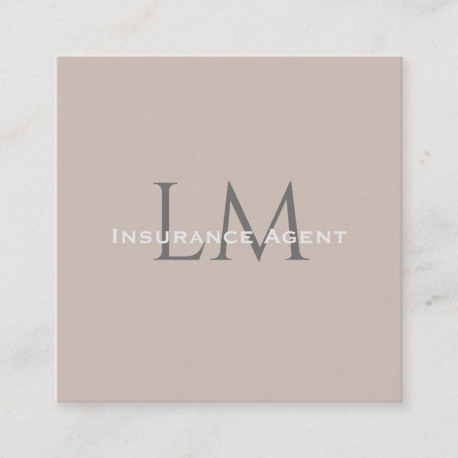 Monogram Square Classic Taupe Business Card (Framsida)