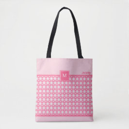 Monogram Square Mönster Tote Bag Tygkasse