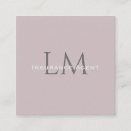 Monogram Square Rose Taupe Business Card