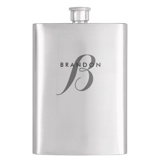 Monogram Stainless Steel Flask För manar Fickplunta (Framsidan)