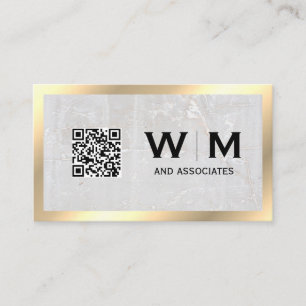 Monogram Sten Slate Guld Gräns QR-kod Visitkort